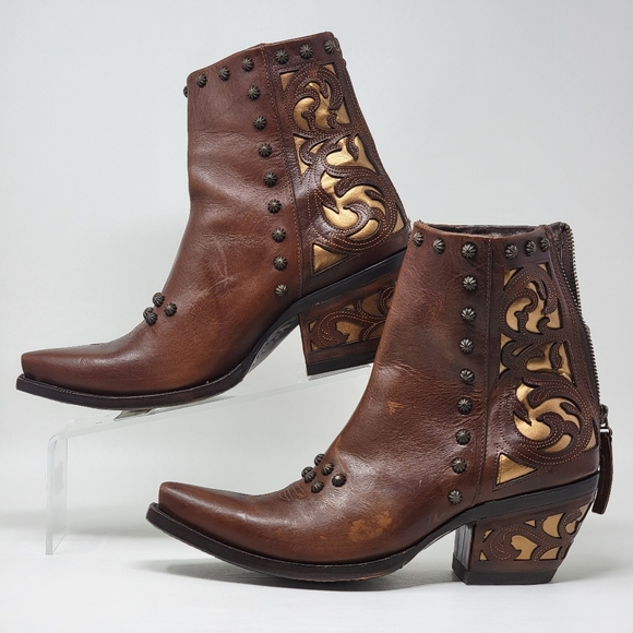 Ariat Diva Western BootCognac Full Grain Leather Zipper Shaft Women's Size 9.5 B - Picture 3 of 14